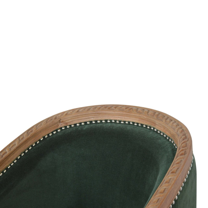 Mid-Century Modern Emerald Velvet Occasional Chair in Solid Mango Wood - product view 5 showing handcrafted solid mango...