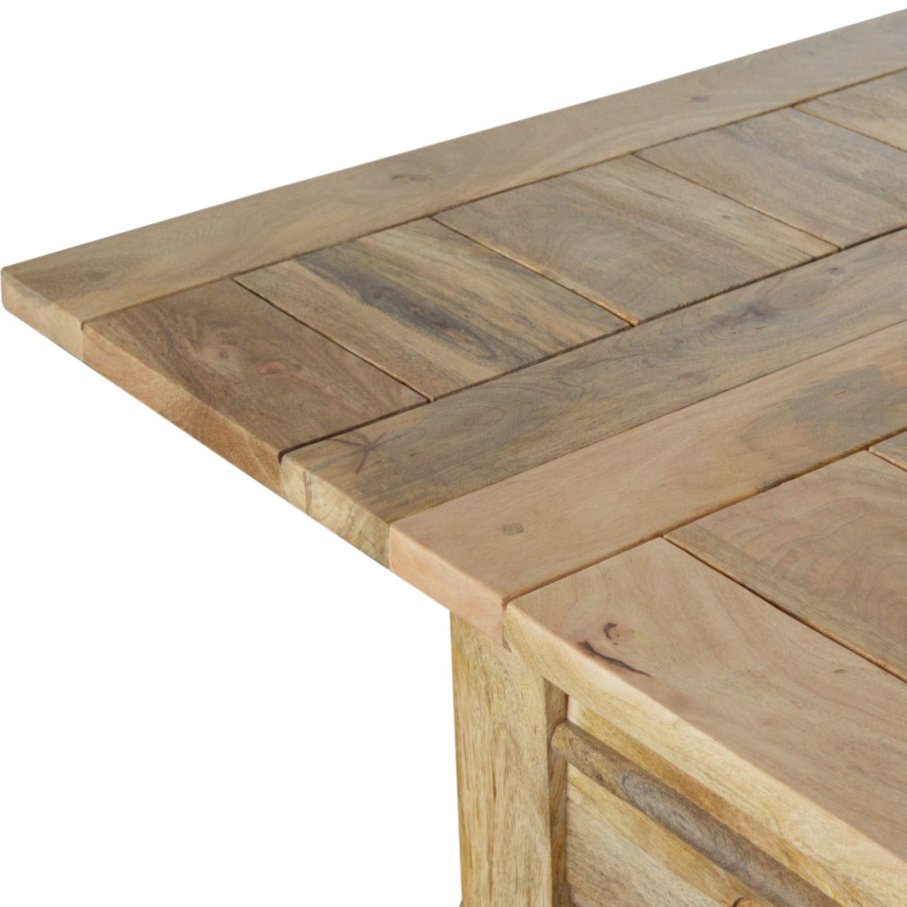 Farmhouse Extension Dining Table - Solid Mango Wood Kitchen Table - product view 9 showing handcrafted solid mango wood...