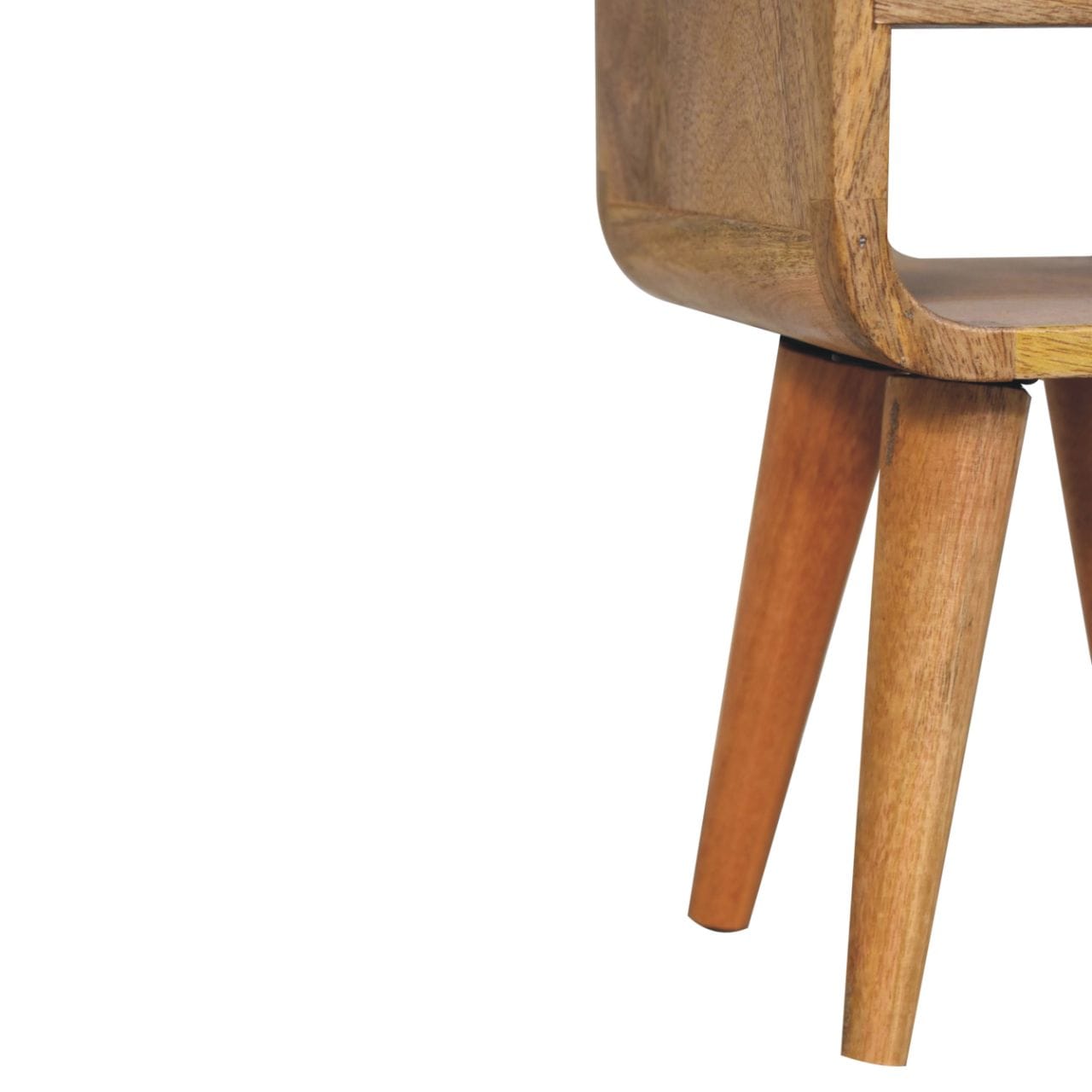 Mid-Century Modern Extra Mini Oak-ish Curve Lower Nightstand - Solid Mango Wood Bedside Table for Bedroom - product view...