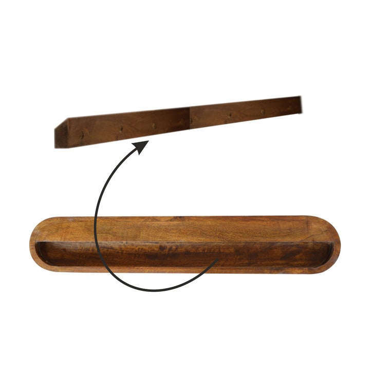 Mid-Century Modern Floating Chestnut Console Table - Entryway & Hallway Table in Solid Mango Wood - product view 9...