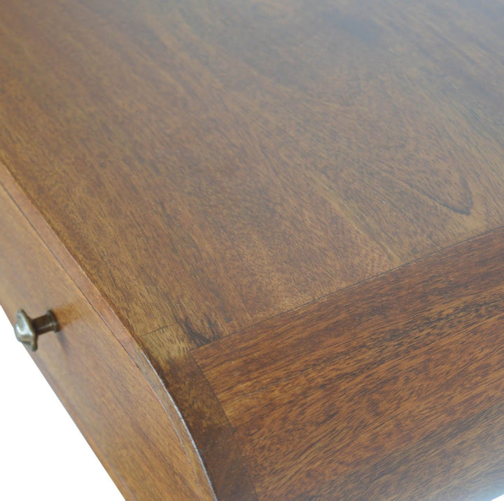 Mid-Century Modern Floating Chestnut Console Table - Entryway & Hallway Table in Solid Mango Wood - product view 6...