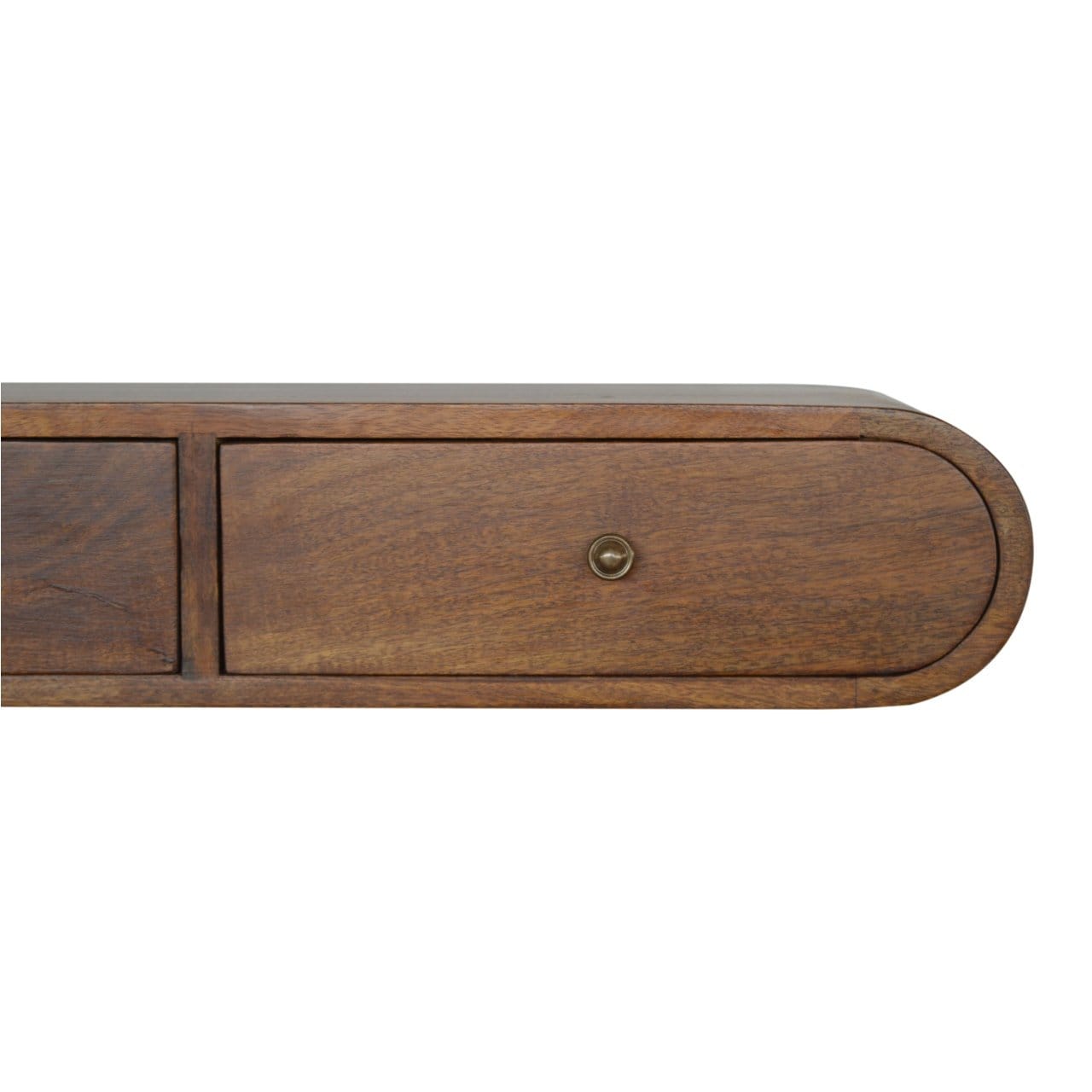 Mid-Century Modern Floating Chestnut Console Table - Entryway & Hallway Table in Solid Mango Wood - product view 5...