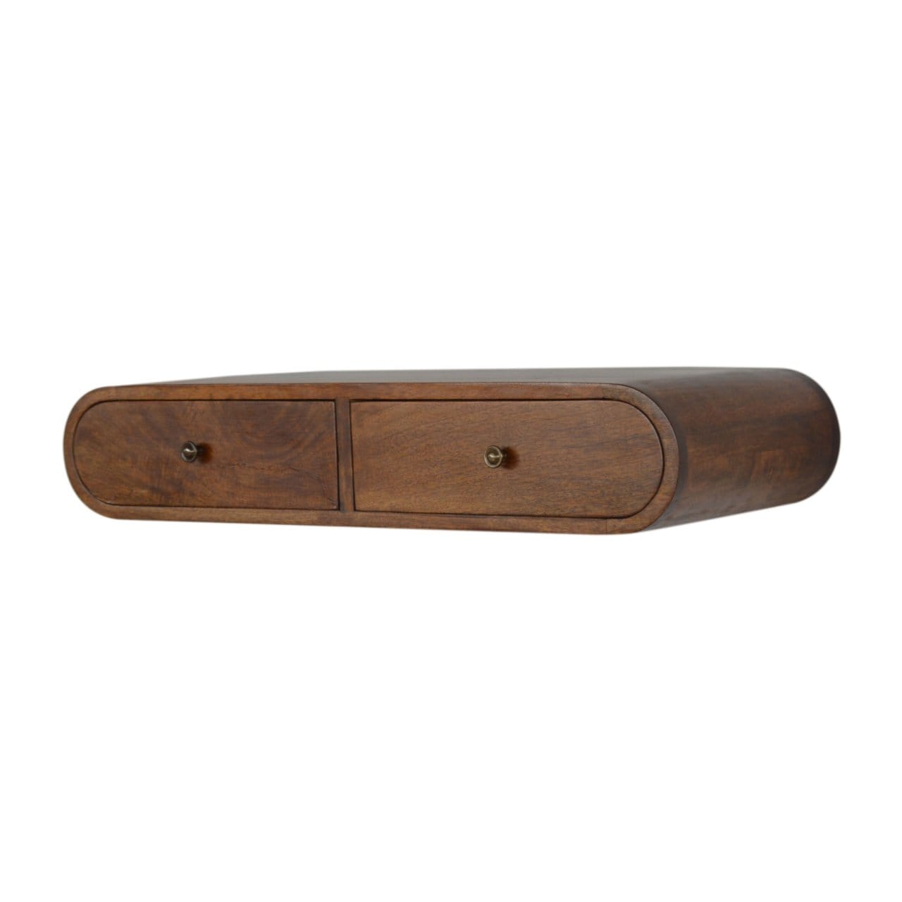 Mid-Century Modern Floating Chestnut Console Table - Entryway & Hallway Table in Solid Mango Wood - product view 3...