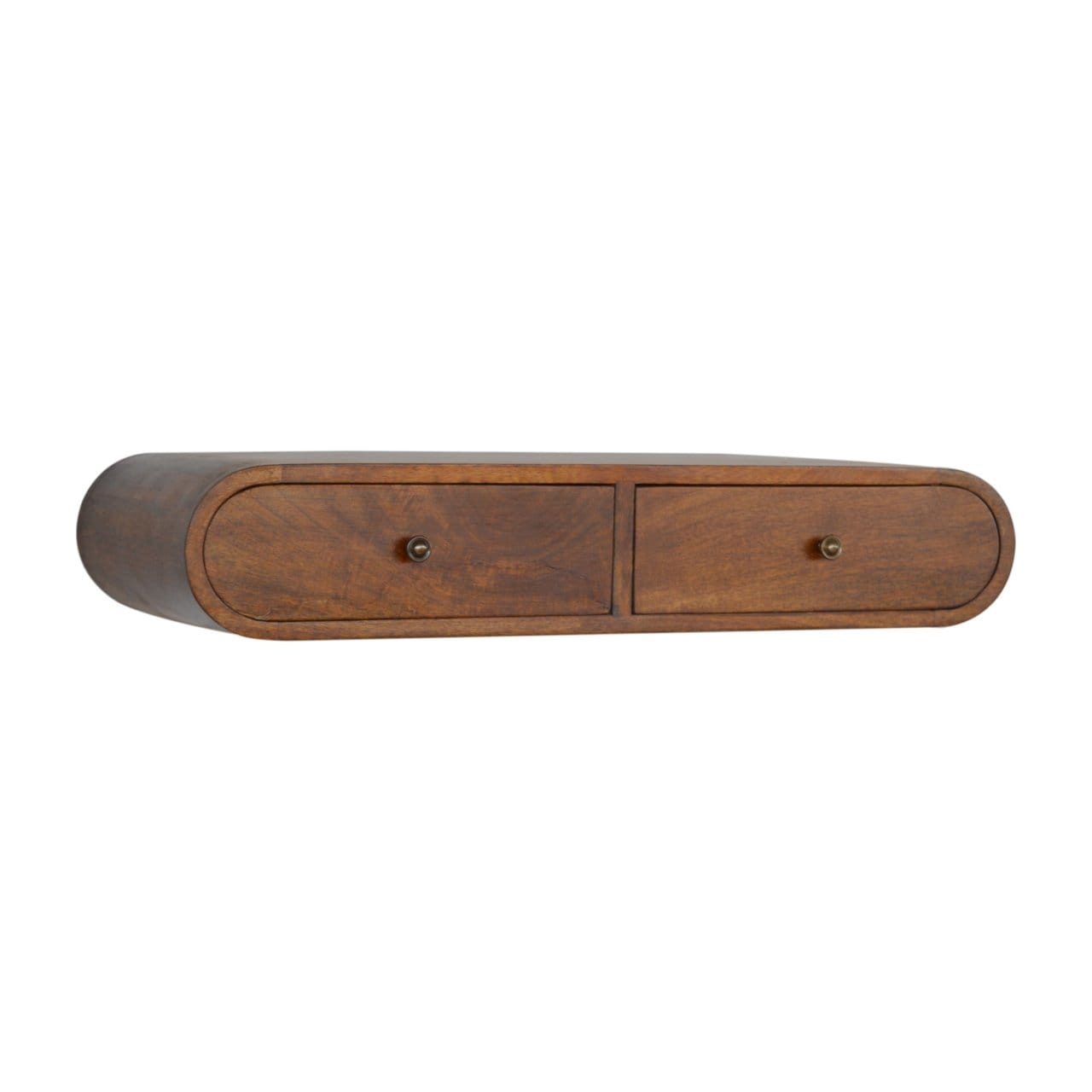 Mid-Century Modern Floating Chestnut Console Table - Entryway & Hallway Table in Solid Mango Wood - product view 2...