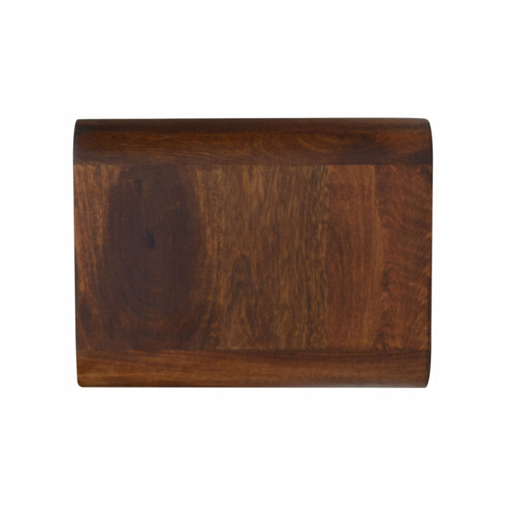 Mid-Century Modern Floating Chestnut Open Console - Entryway & Hallway Table in Solid Mango Wood - product view 8 showing...