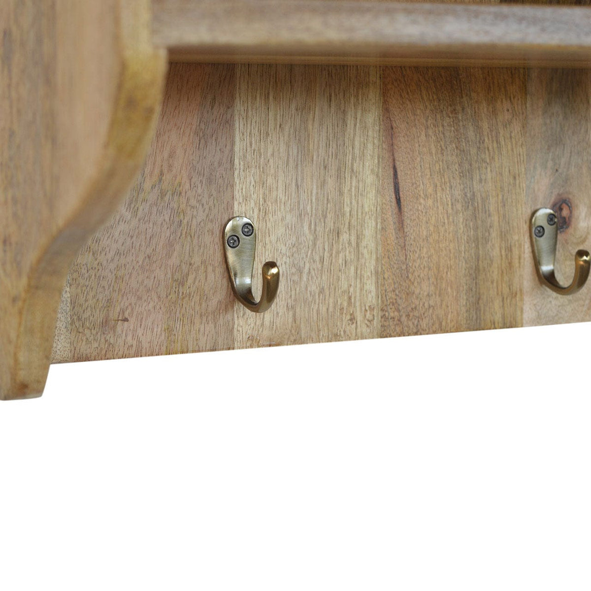 Mid-Century Modern Floating Coat Rack - Solid Mango Wood Wall Hooks for Entryway - product view 6 showing handcrafted...