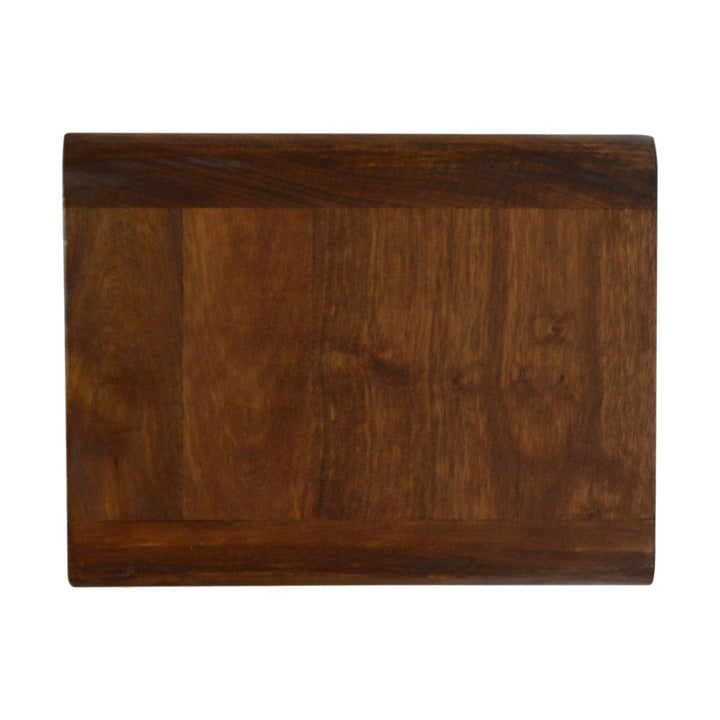 Mid-Century Modern Floating Curved Chestnut Nightstand - Solid Mango Wood Bedside Table for Bedroom - product view 7...
