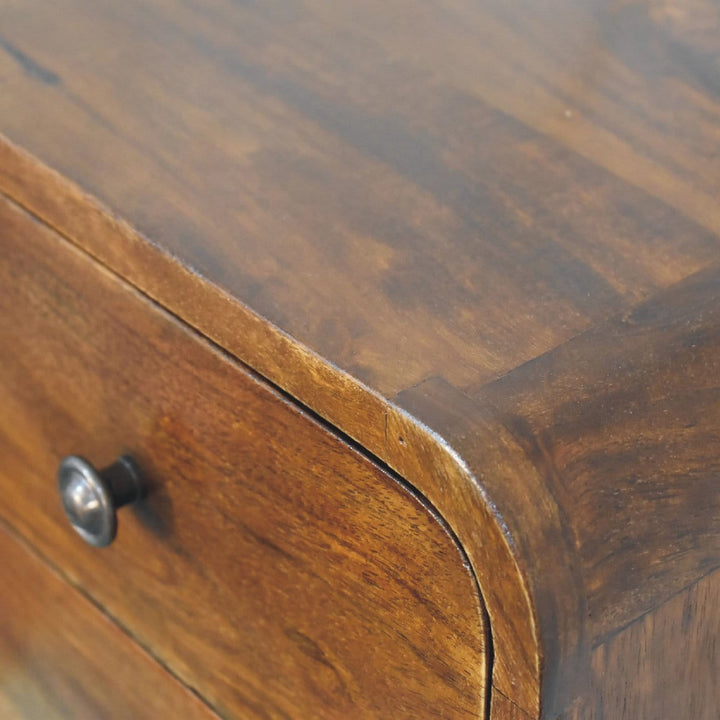 Mid-Century Modern Floating Mini Chestnut Nightstand - Solid Mango Wood Bedside Table for Bedroom - product view 7...