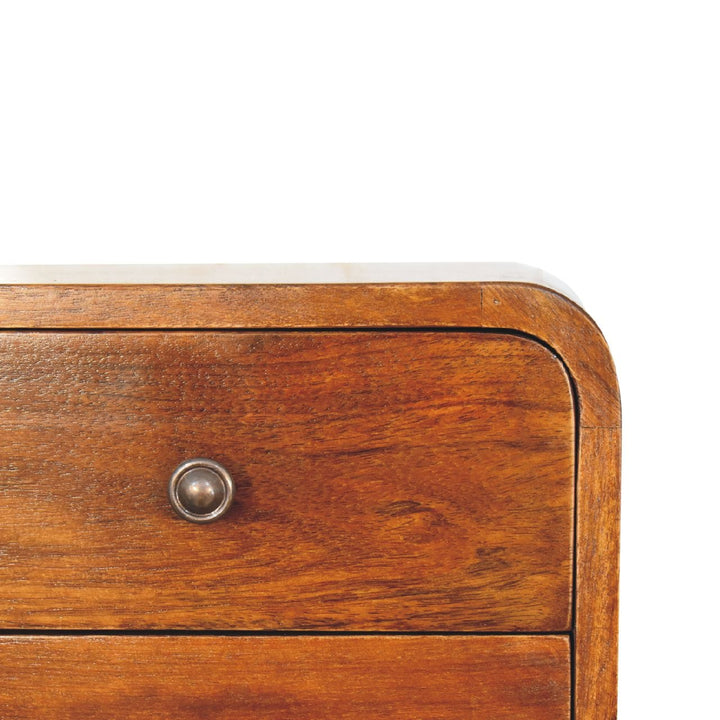 Mid-Century Modern Floating Mini Chestnut Nightstand - Solid Mango Wood Bedside Table for Bedroom - product view 5...