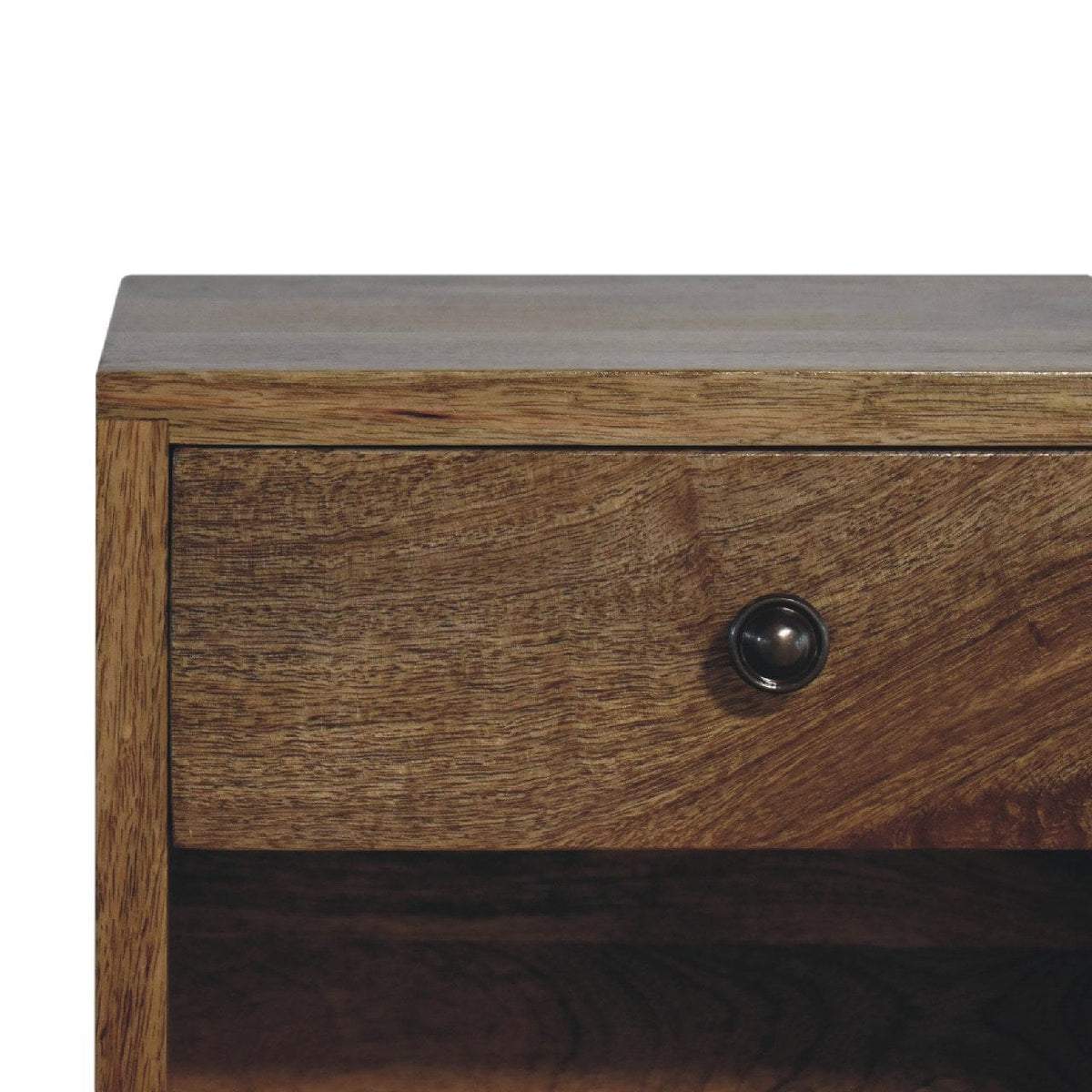 Rustic Floating Mini Classic Nightstand - Solid Mango Wood Bedside Table for Bedroom - product view 5 showing handcrafted...