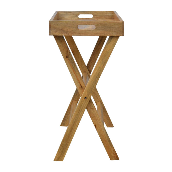Mid-Century Modern Foldable Butler Tray in Solid Mango Wood - product view 6 showing handcrafted solid mango wood furniture