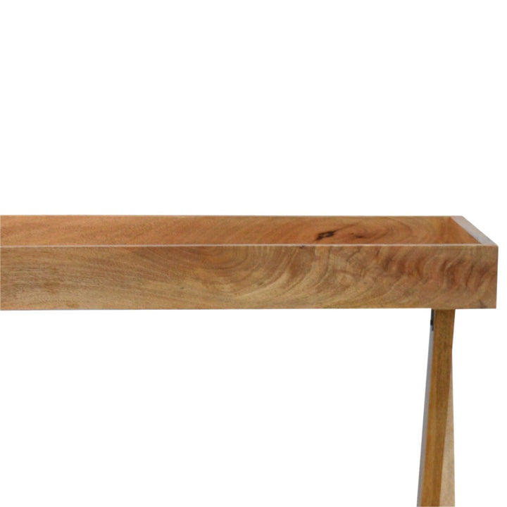 Mid-Century Modern Foldable Butler Tray in Solid Mango Wood - product view 4 showing handcrafted solid mango wood furniture