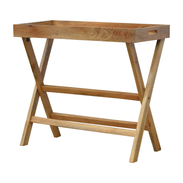 Mid-Century Modern Foldable Butler Tray in Solid Mango Wood - main view showing handcrafted solid mango wood furniture