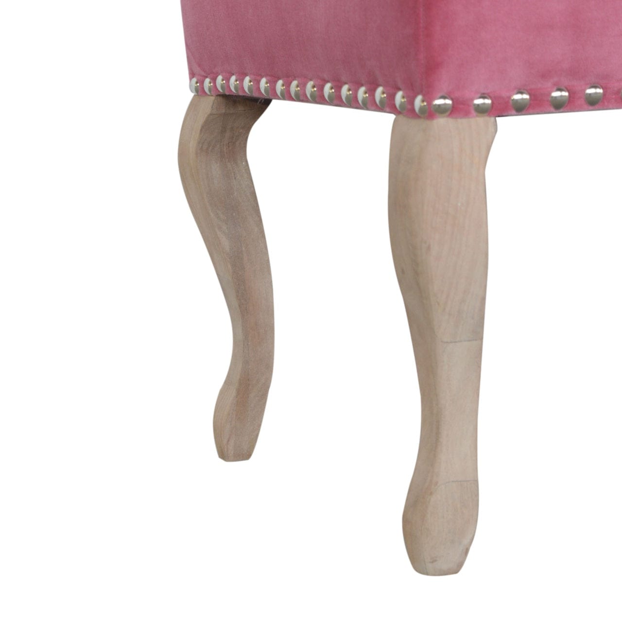 Mid-Century Modern French Style Pink Velvet Bench - Solid Mango Wood Seating Furniture for Entryway - product view 8...