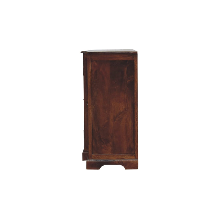 Mid-Century Modern Glazed Carve Chestnut Sideboard - Solid Mango Wood Buffet Cabinet for Dining Room - product view 8...