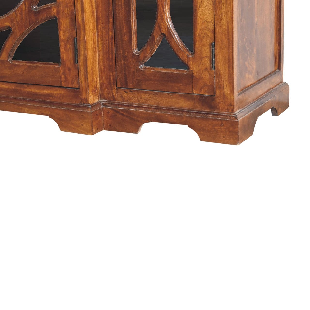 Mid-Century Modern Glazed Carve Chestnut Sideboard - Solid Mango Wood Buffet Cabinet for Dining Room - product view 6...
