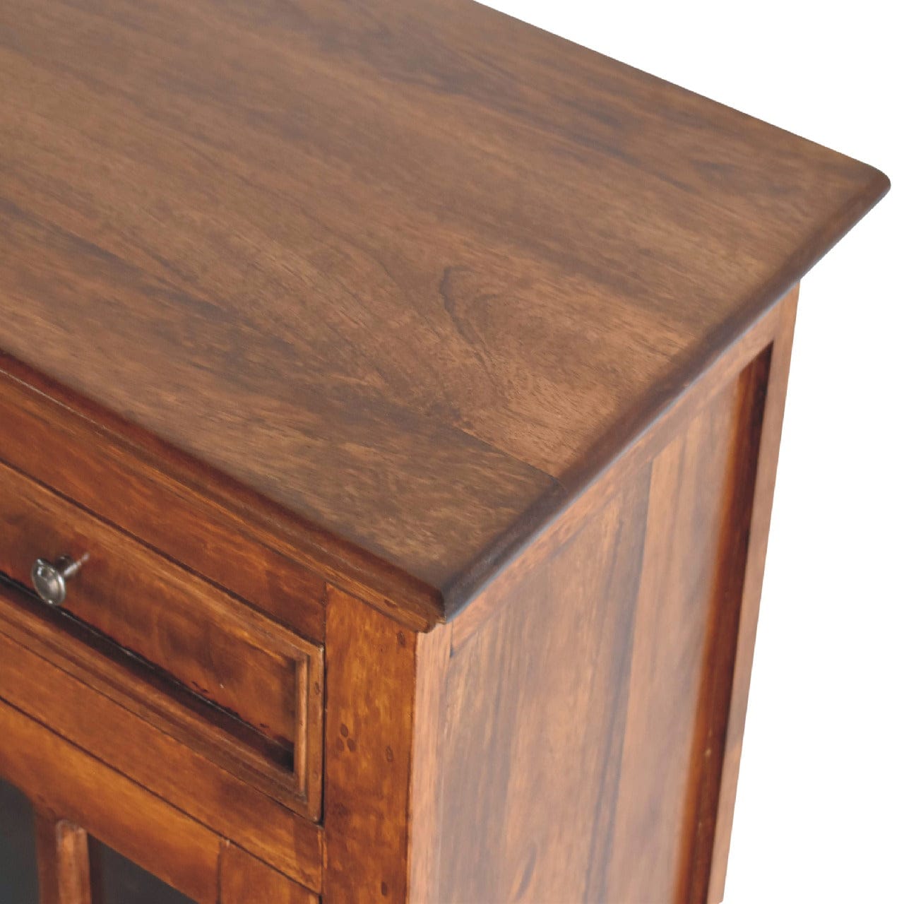 Farmhouse Glazed Sideboard - Solid Mango Wood Buffet Cabinet for Dining Room - product view 6 showing handcrafted solid...