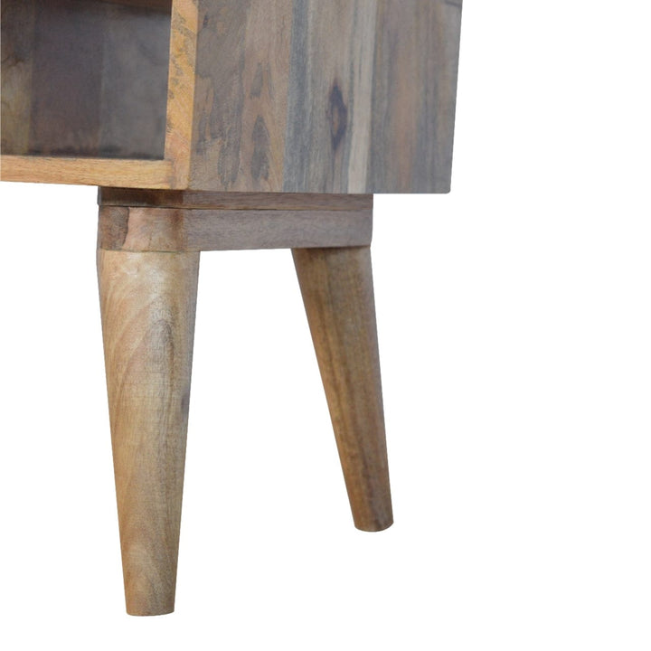 Mid-Century Modern Gradient TV Stand - Solid Mango Wood Entertainment Center for Living Room - product view 6 showing...