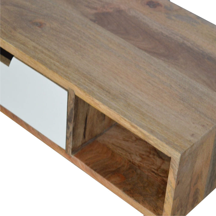 Mid-Century Modern Gradient TV Stand - Solid Mango Wood Entertainment Center for Living Room - product view 5 showing...