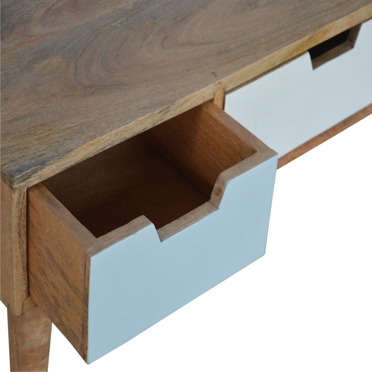 Mid-Century Modern Gradient TV Stand - Solid Mango Wood Entertainment Center for Living Room - product view 3 showing...