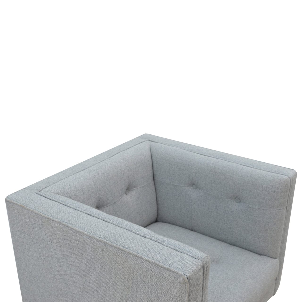 Mid-Century Modern Grey Tweed Armchair - Solid Mango Wood Accent Chair for Living Room - product view 6 showing...