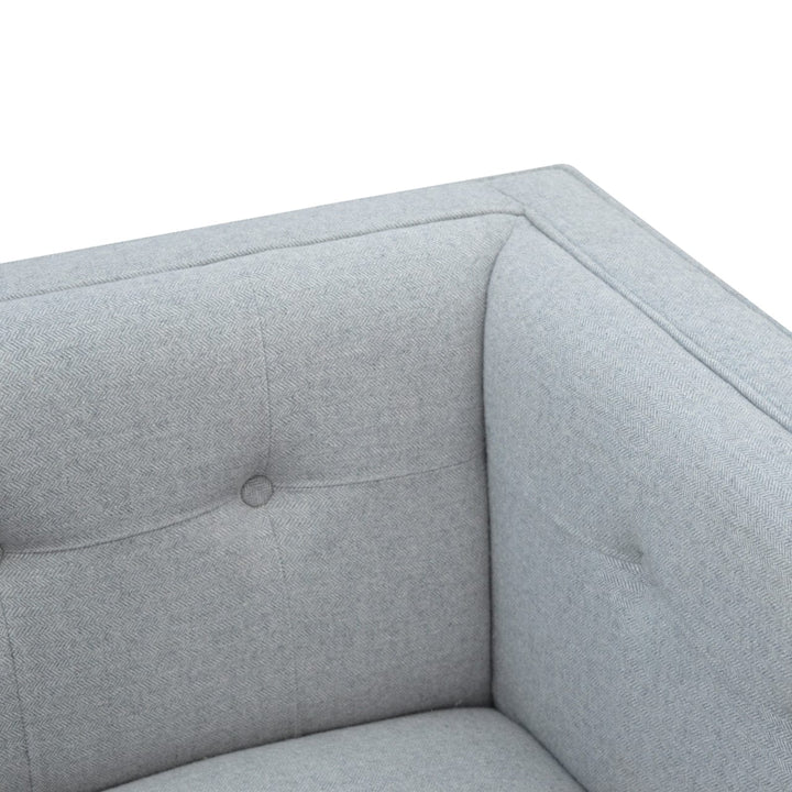 Mid-Century Modern Grey Tweed Armchair - Solid Mango Wood Accent Chair for Living Room - product view 5 showing...