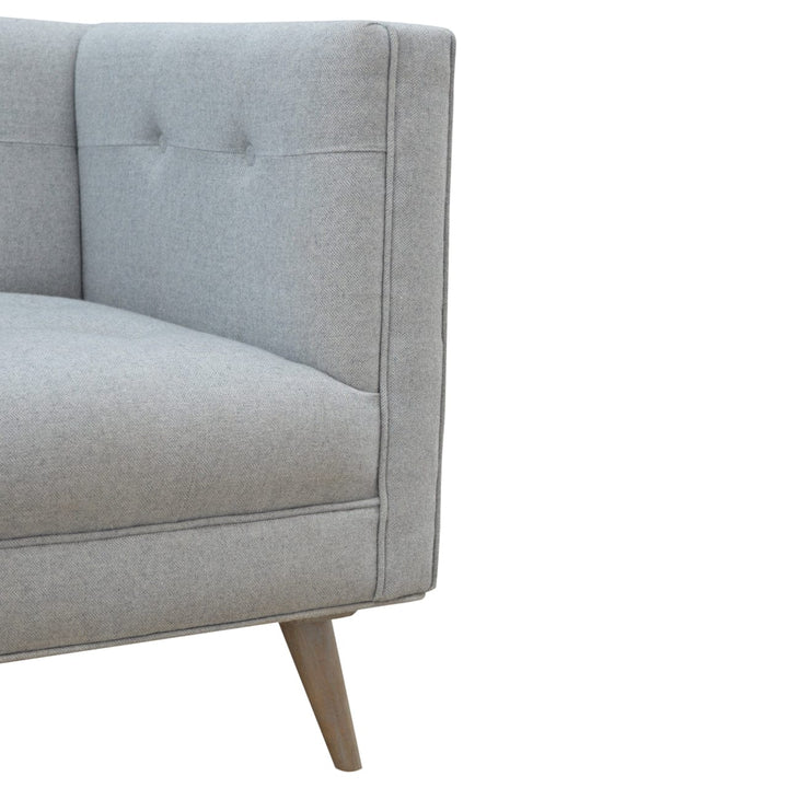 Mid-Century Modern Grey Tweed Armchair - Solid Mango Wood Accent Chair for Living Room - product view 4 showing...
