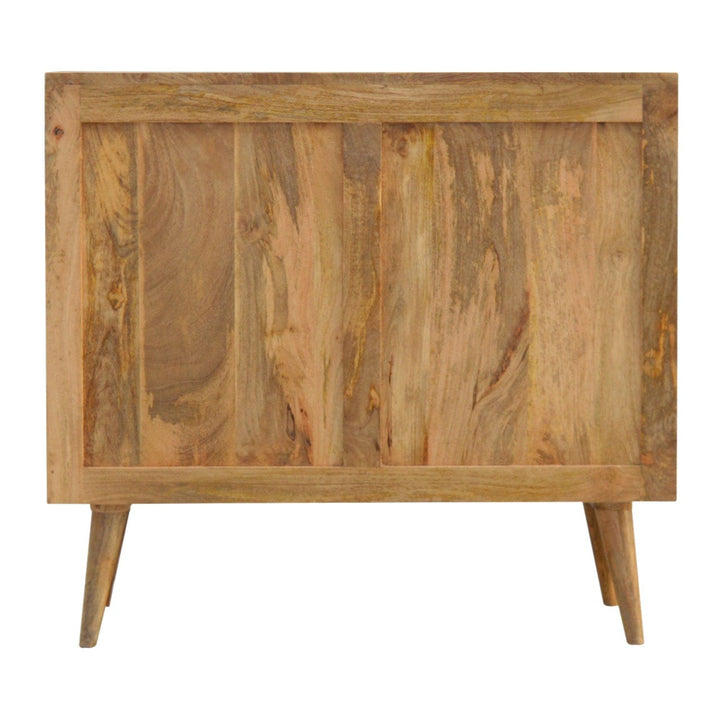 Mid-Century Modern Grey Tweed Dresser - Solid Mango Wood Storage Chest for Bedroom - product view 8 showing handcrafted...