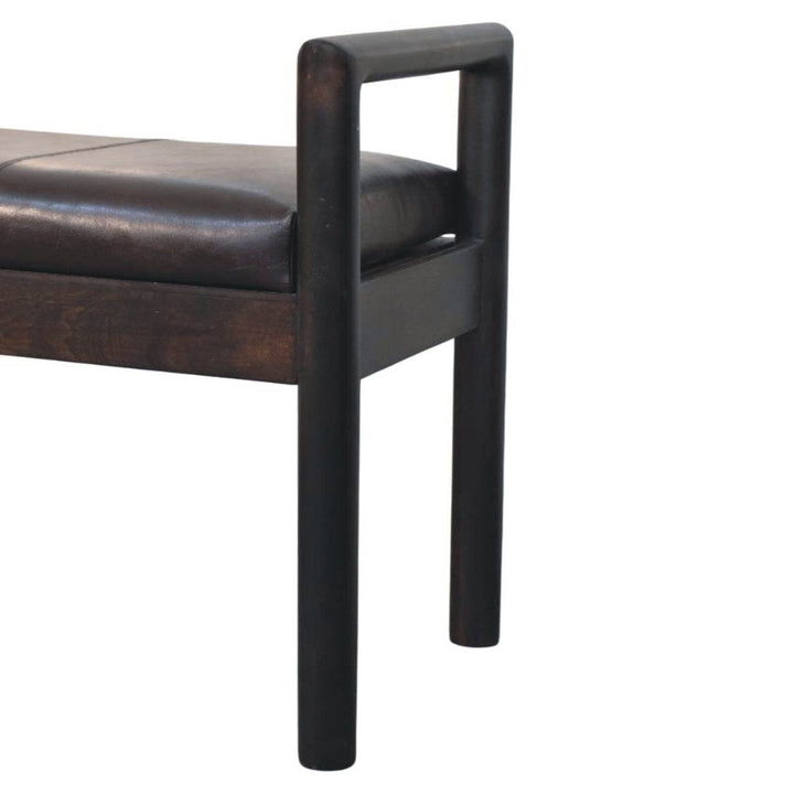 Handcrafted Gridline Bench - Solid Mango Wood Seating Furniture for Entryway - product view 7 showing handcrafted solid...