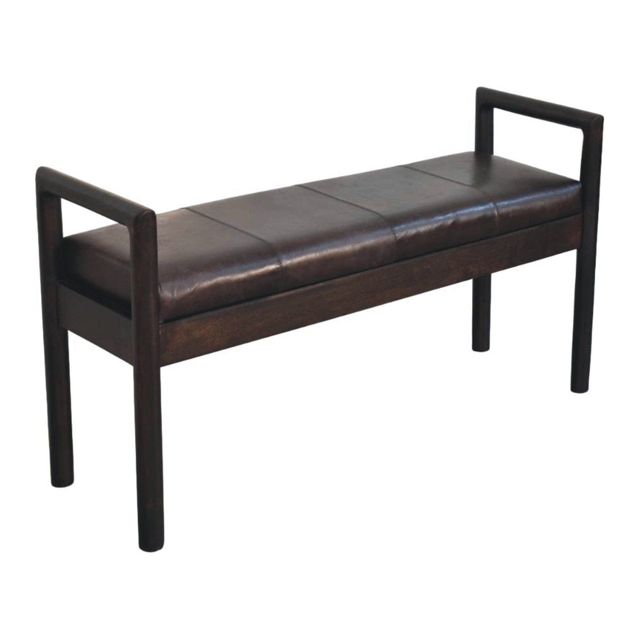 Handcrafted Gridline Bench - Solid Mango Wood Seating Furniture for Entryway - product view 6 showing handcrafted solid...