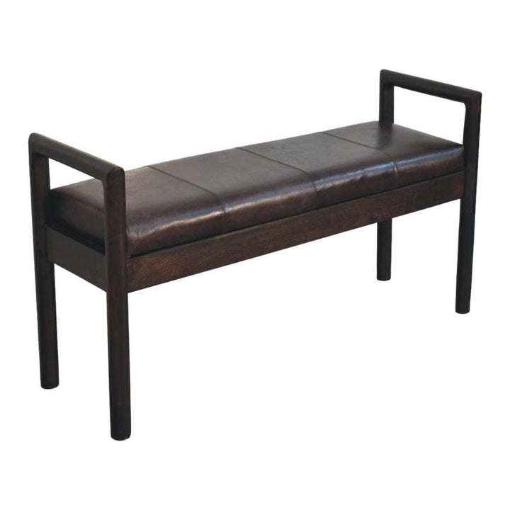 Handcrafted Gridline Bench - Solid Mango Wood Seating Furniture for Entryway - product view 6 showing handcrafted solid...