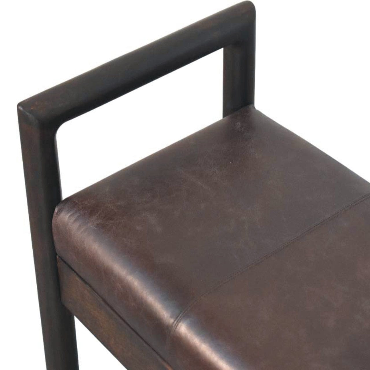 Handcrafted Gridline Bench - Solid Mango Wood Seating Furniture for Entryway - product view 5 showing handcrafted solid...