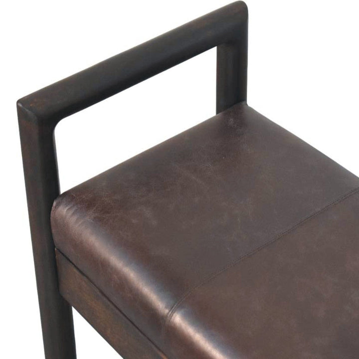 Handcrafted Gridline Bench - Solid Mango Wood Seating Furniture for Entryway - product view 5 showing handcrafted solid...