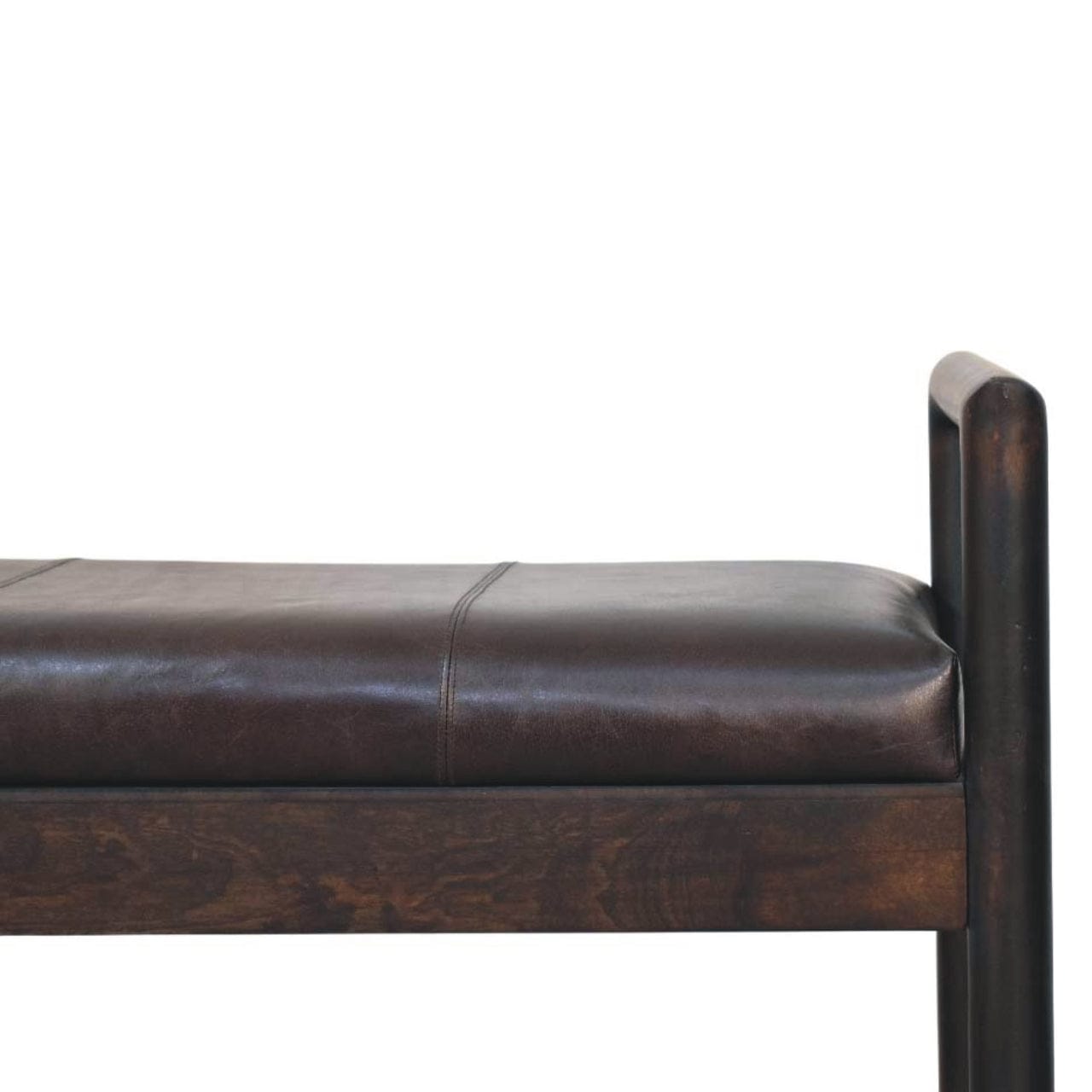 Handcrafted Gridline Bench - Solid Mango Wood Seating Furniture for Entryway - product view 4 showing handcrafted solid...