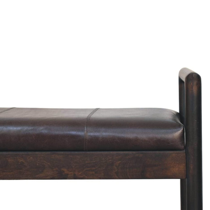 Handcrafted Gridline Bench - Solid Mango Wood Seating Furniture for Entryway - product view 4 showing handcrafted solid...