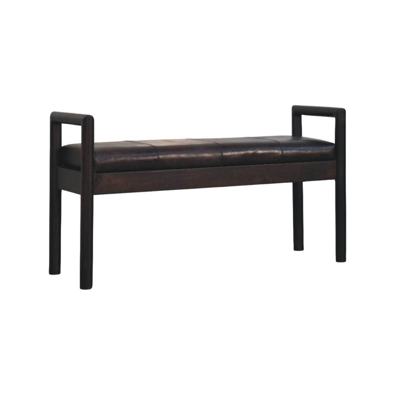 Handcrafted Gridline Bench - Solid Mango Wood Seating Furniture for Entryway - product view 3 showing handcrafted solid...