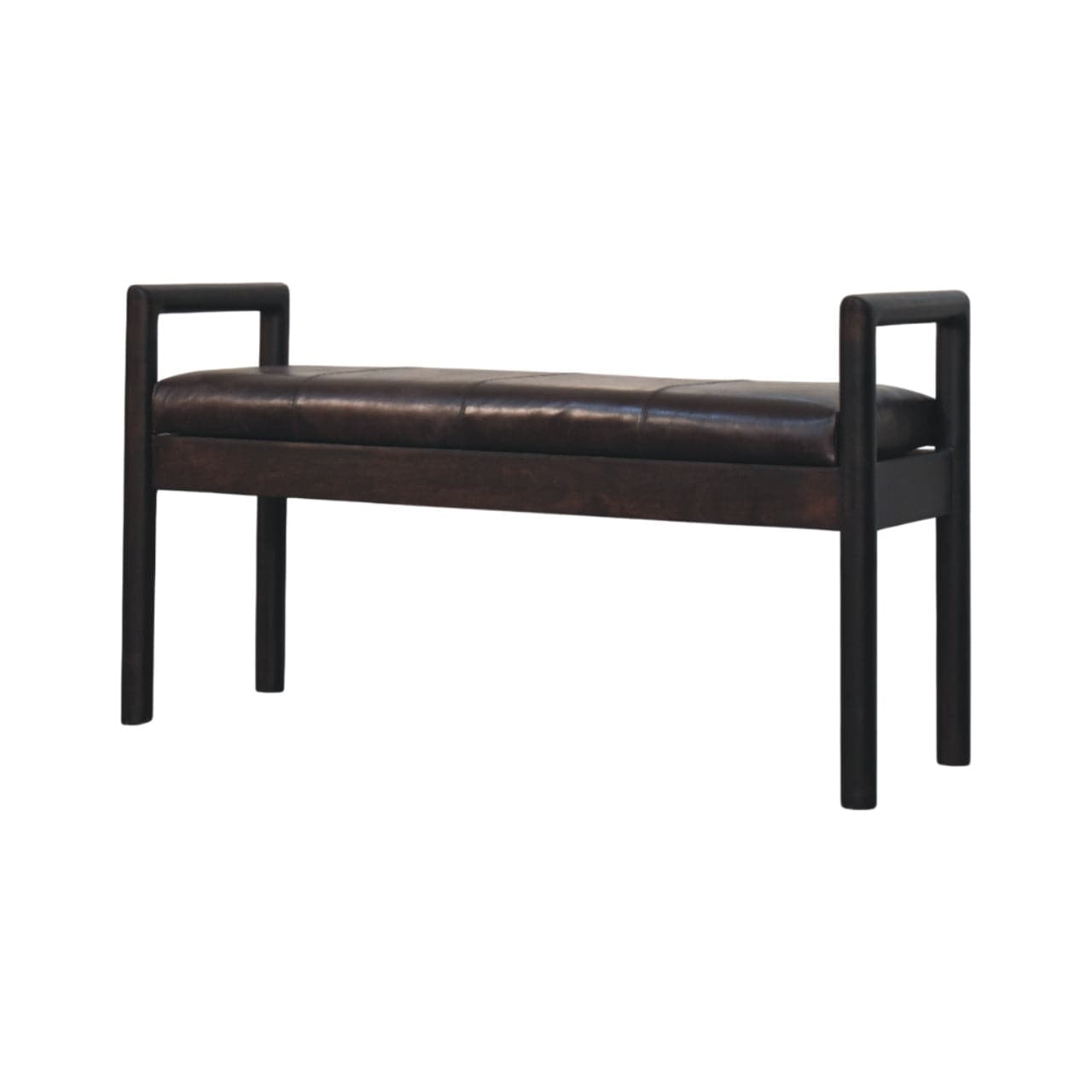 Handcrafted Gridline Bench - Solid Mango Wood Seating Furniture for Entryway - product view 2 showing handcrafted solid...