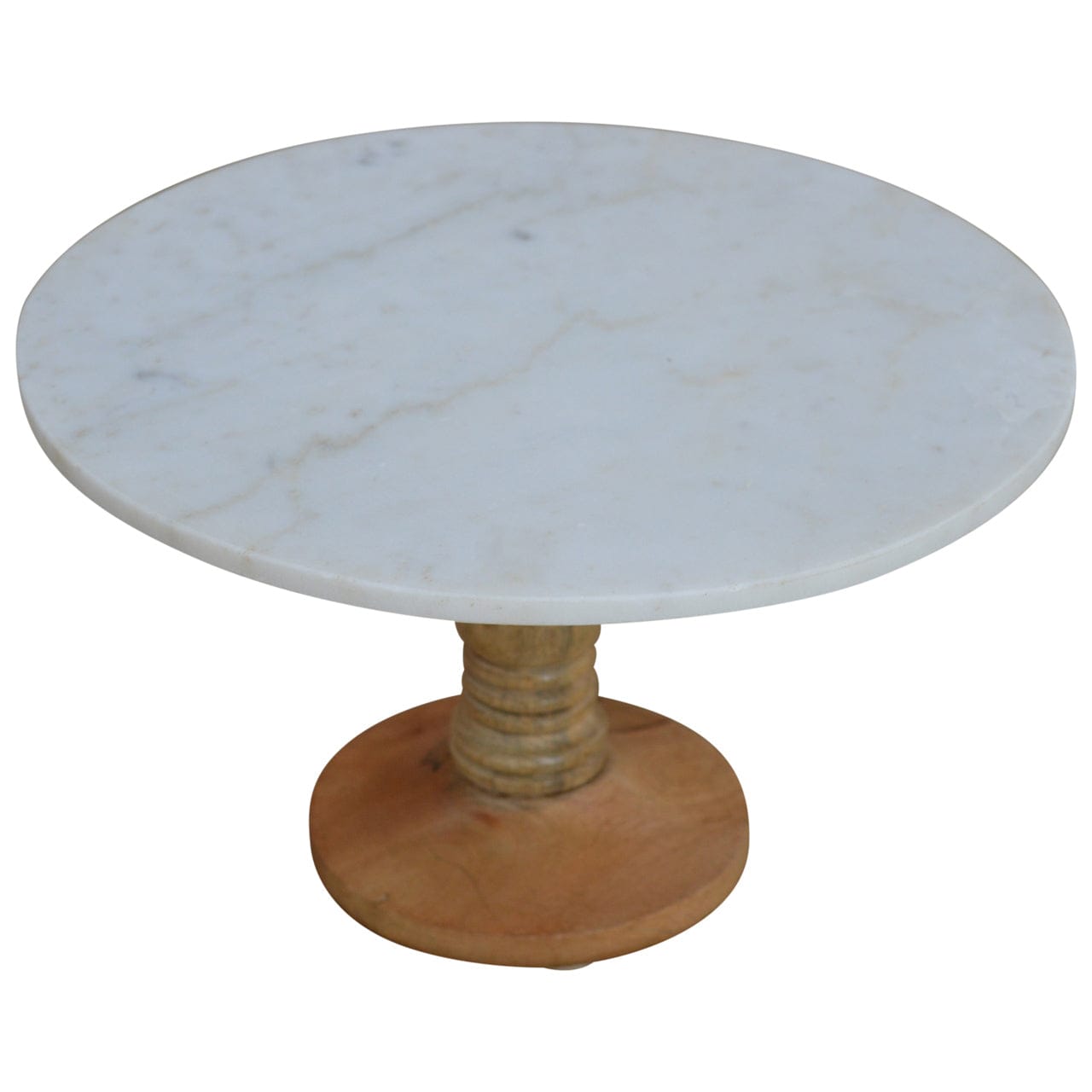 Mid-Century Modern Handcrafted Cake Stand - Solid Mango Wood Dessert Stand for Kitchen - main view showing handcrafted...