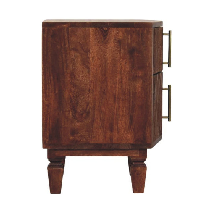 Harper Nightstand - Solid Mango Wood Bedside Table for Bedroom - product view 8 showing handcrafted solid mango wood...