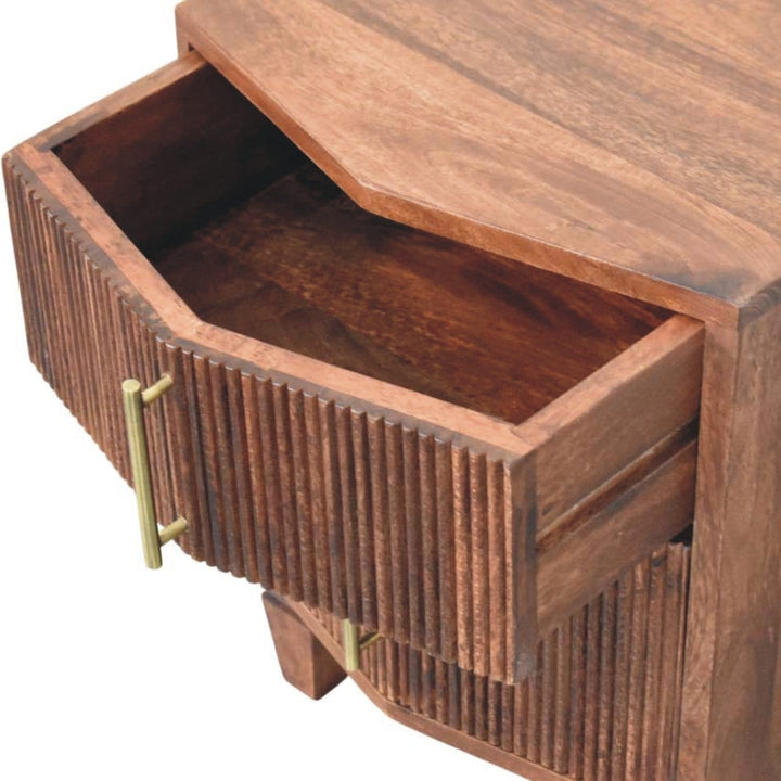 Harper Nightstand - Solid Mango Wood Bedside Table for Bedroom - product view 6 showing handcrafted solid mango wood...