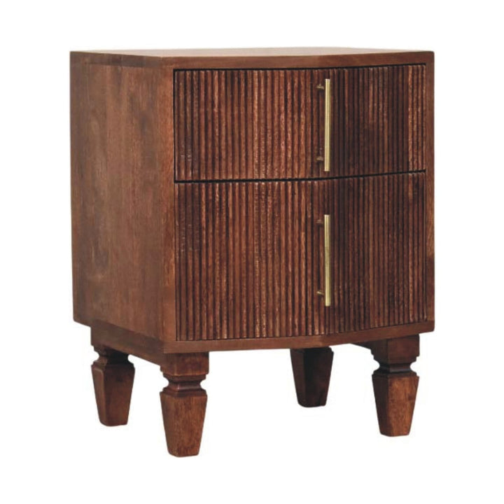 Harper Nightstand - Solid Mango Wood Bedside Table for Bedroom - product view 3 showing handcrafted solid mango wood...