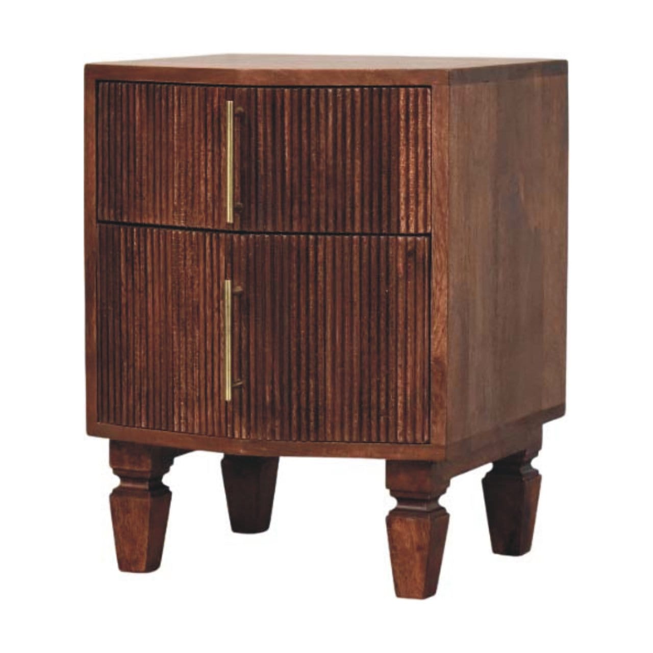 Harper Nightstand - Solid Mango Wood Bedside Table for Bedroom - product view 2 showing handcrafted solid mango wood...