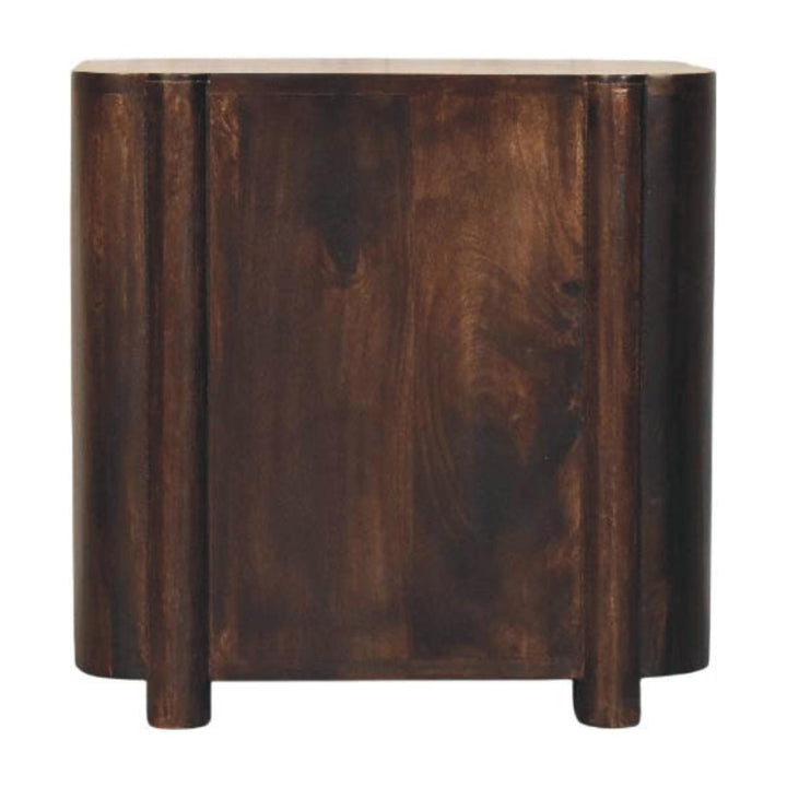 Rustic Solid Mango Wood Havana Canefront Nightstand - California Walnut Bedside Table - product view 9 showing...