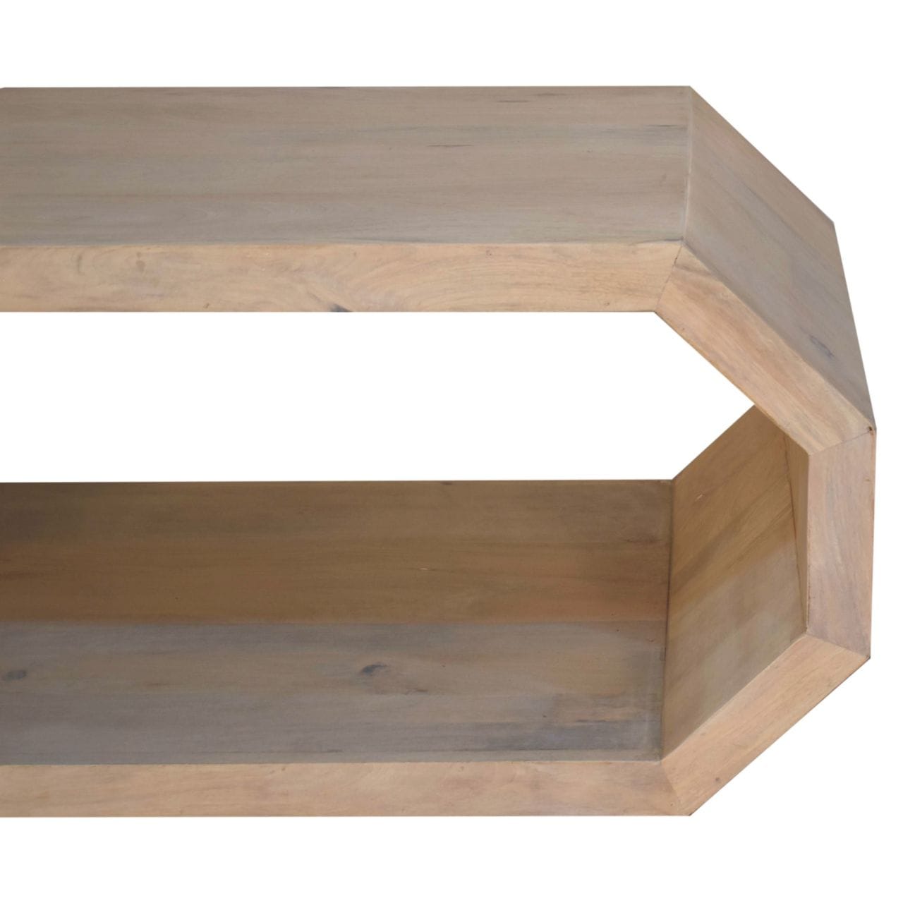 Rustic Hexagonal Coffee Table - Solid Mango Wood Center Table for Living Room - product view 5 showing handcrafted solid...