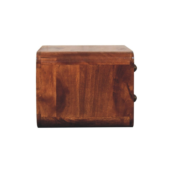 Mid-Century Modern Honey Caramel 2 Drawer Floating Nightstand - Solid Mango Wood Bedside Table for Bedroom - product view...
