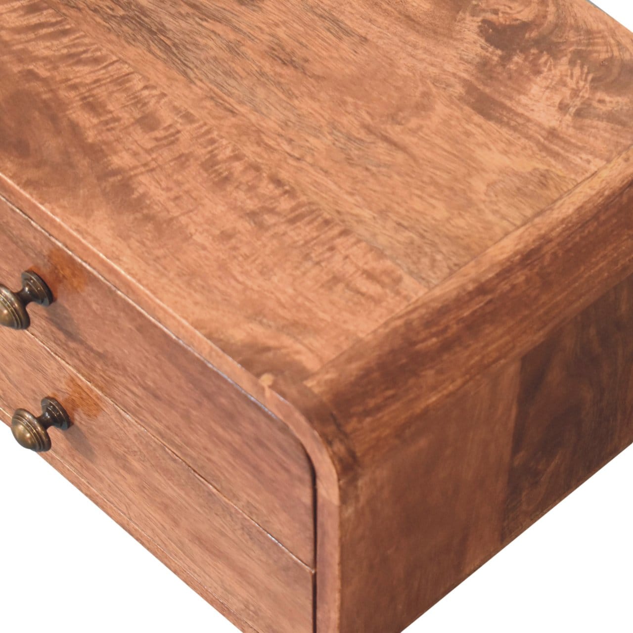 Mid-Century Modern Honey Caramel 2 Drawer Floating Nightstand - Solid Mango Wood Bedside Table for Bedroom - product view...