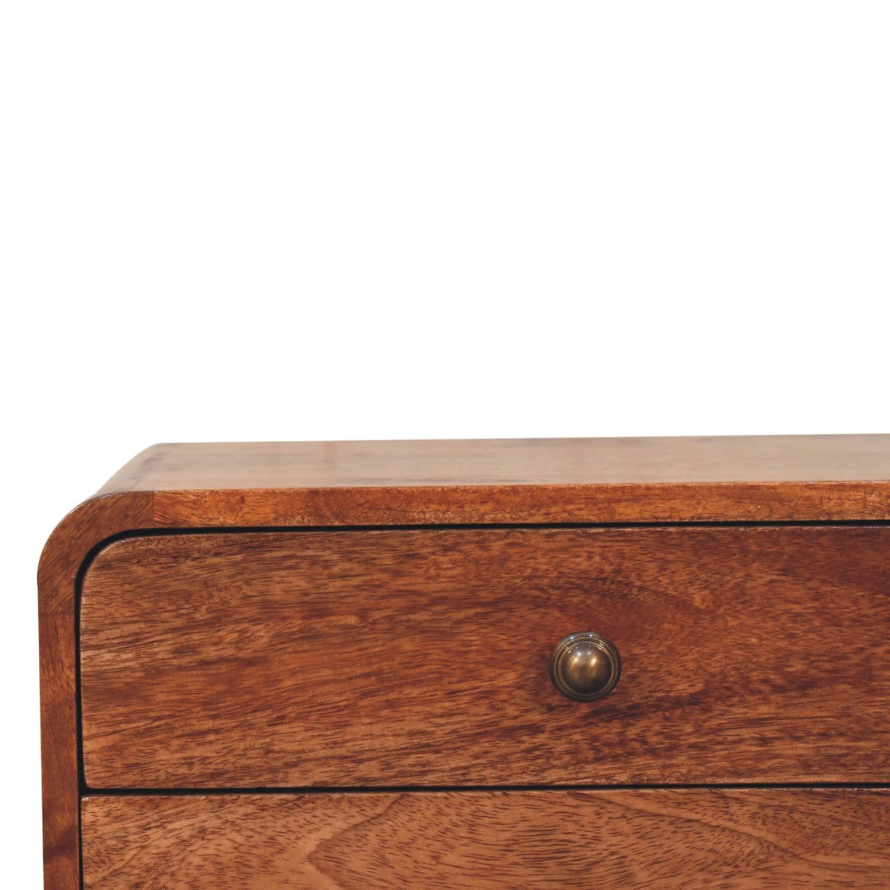 Mid-Century Modern Honey Caramel 2 Drawer Floating Nightstand - Solid Mango Wood Bedside Table for Bedroom - product view...