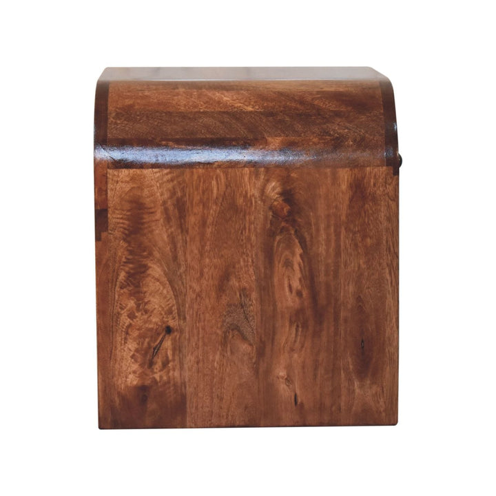 Mid-Century Modern Honey Caramel Darcy Nightstand - Solid Mango Wood Bedside Table for Bedroom - product view 9 showing...