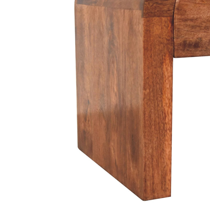 Mid-Century Modern Honey Caramel Darcy Nightstand - Solid Mango Wood Bedside Table for Bedroom - product view 8 showing...
