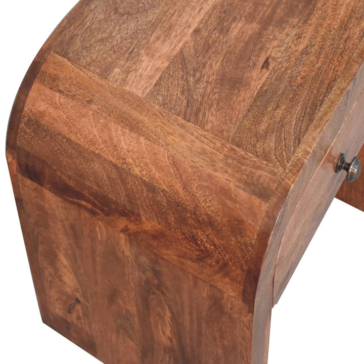 Mid-Century Modern Honey Caramel Darcy Nightstand - Solid Mango Wood Bedside Table for Bedroom - product view 6 showing...